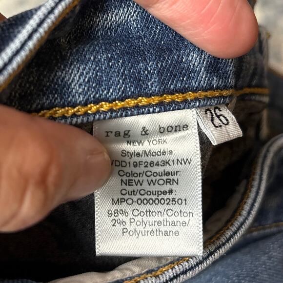 Rag & Bone Dre Low-Rise Frayed Hem Slim Boyfriend Jeans‎ Blue Women's Size 26 - Picture 7 of 12